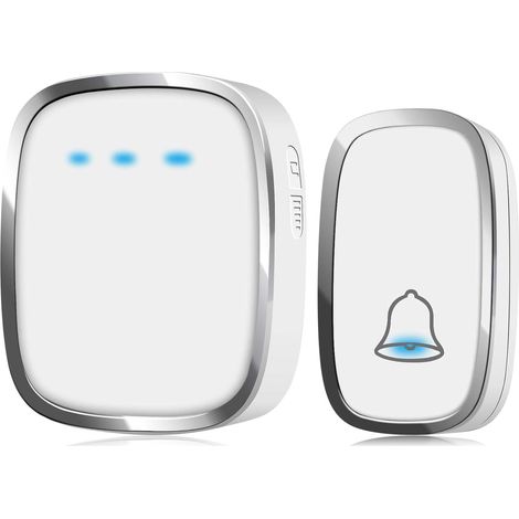 Sonnette sans fil étanche avec volume réglable sur 4 niveaux, portée de 300 mètres  sonnette filaire avec 36 sonneries et voyant LED clignotant-AquaForge (1/5)