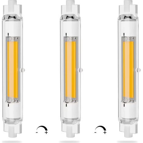 R7S LED 118mm Dimmable 20W Économie Énergie COB Ampoule LED R7S Équivalent à J118mm 200W Halogène Lampe, Blanc Chaud 3000K, Pas Scintillement, 2000LM, Éclairage à Faisceau 360°, CRI 90Ra, Lot de 3 [Cl (1/5)