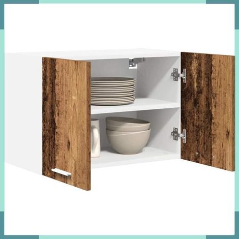 Armoire suspendue - 884175 - Bois ancien et blanc - 2 portes - 60 x 31 x 40 cm (1/5)