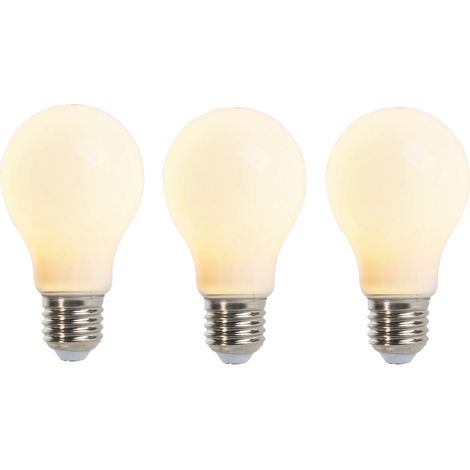 QAZQA Set de 3 bombillas LED filamento E27 regulables esmeriladas