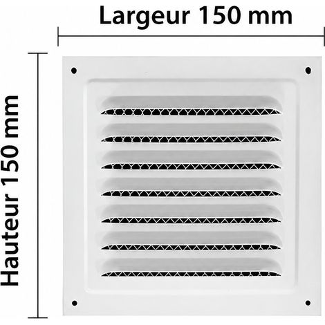 Grille d'aération murale à persiennes 150150 blanche avec filet anti-insectes 150 blanc 250 g – Livraison gratuite