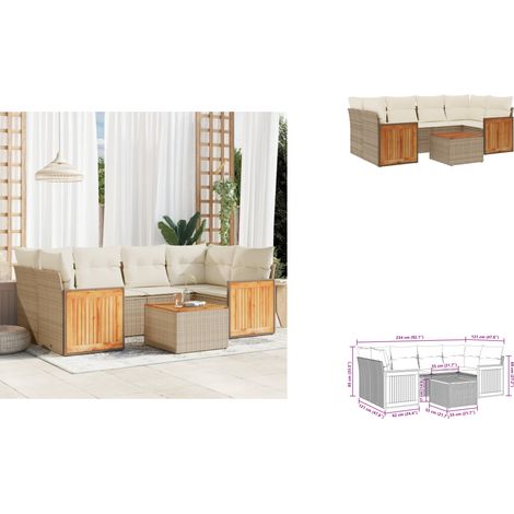 Salon de jardin avec coussins 7 pcs beige résine tressée - Ensemble Salon Jardin - Meuble Extérieur - Résine Tressée - Rotin Synthétique - Mobilier De Jardin (1/3)