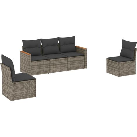 Maison Exclusive - 5-tlg. Garten-Sofagarnitur mit Kissen Grau Pol