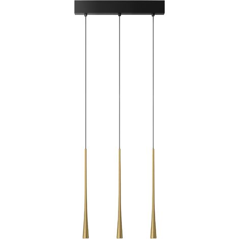 Dafne - Suspension dorée 16,5W lumière chaude 3000K IP20 - Plafonnier LED 3 lumières - aluminium blanc satiné