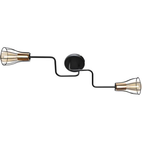 Helam TUBE Plafonnier Semi-Encastré à Bras Multiples Noir, Cuivre 82cm