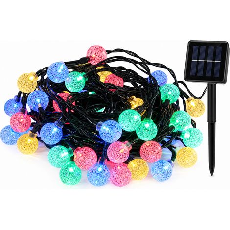 Guirlande LED Solaire Boules Multicolores, Étanche pour Jardin et Extérieur, 100 LED (1/5)