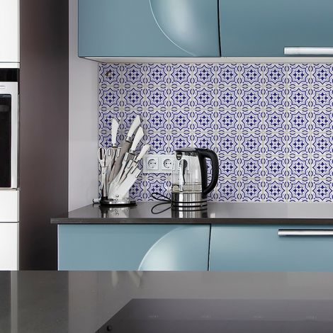 Sticker Mural Carrelage adhésif Cuisine Salle de Bain - 60 STICKERS CARREAUX DE CIMENT AZULEJOS URRACA - 60stickers15x15cm (1/5)