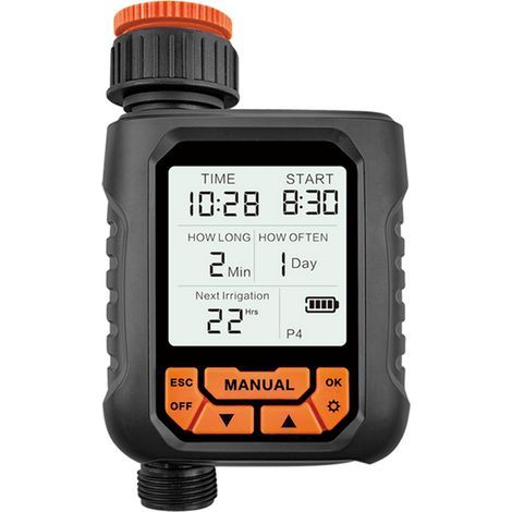 Outdoor Water Irrigation Timer for Garden Hose, 1 Outlet, Large LCD Screen, Programmable Lawn Irrigation, Manual/Automatic Watering (1/5)