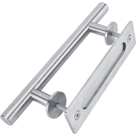 Runder Metall-Schiebetürgriff mit Schloss für Schrank und Gartenhaus, Design-Schiebetürbeschlag-Set - Crezuo