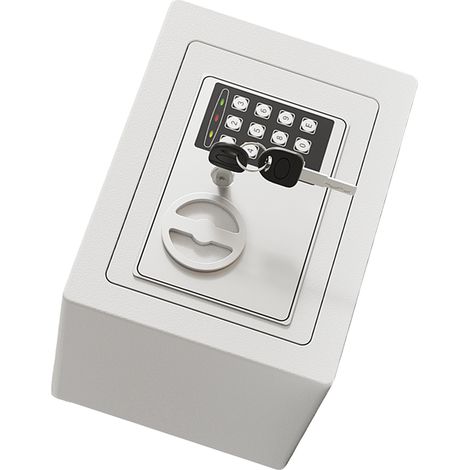 Coffre-fort mural ignifugé et étanche + pochette pour documents avec clavier et 2 clés de rechange - Sécurité numérique pour documents, argent, or, bijoux et objets de valeur - Blanc perle (0,17 pied (1/5)