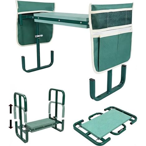 Banc agenouilloir et siège de jardin avec coussin pour s'agenouiller plus épais et plus large et 2 grandes poches à outils, tabouret de jardinage pliable, pour les parents, les personnes âgées
