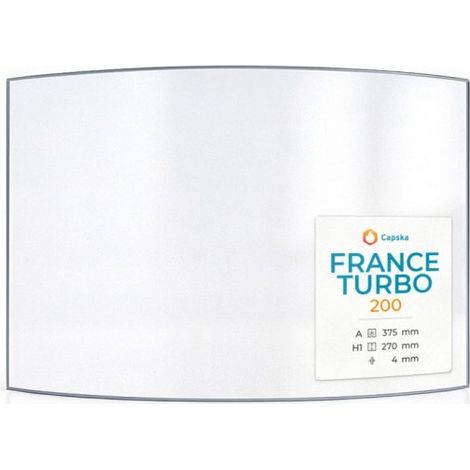 Vitre France Turbo 200 - Verre Courbe pour poêle à bois - 375 x 270 mm (A x H) - 4 mm