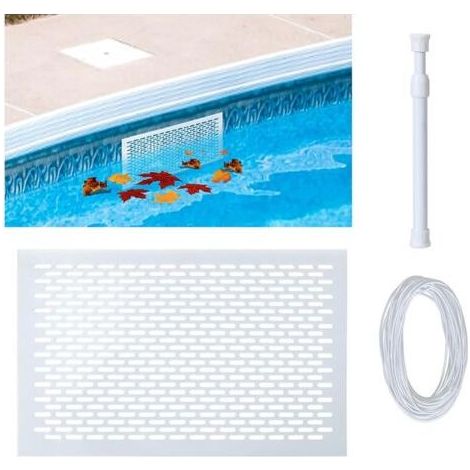 Laubschutz für Skimmer in eingelassenen oder oberirdischen Pools. Rostfreies Schutznetz für Poolskimmer. Ausgestattet mit einer elastischen Schnur und einer Teleskopstange für eine einfache Montage. (1/5)