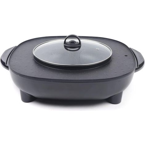Hot Pot Barbecue électrique 2 en 1 Double casserole Séparation Coréenne Grill électrique 2100 W Poêle anti-adhésive pour restaurant familial hôtel