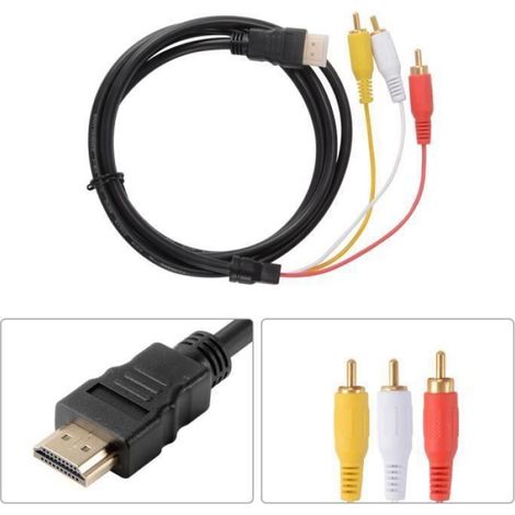 XCSOURCE 1.5M HDMI vers 3 RCA Câble Convertisseur HDMI Mâle vers 3RCA Audio Video Câble Adaptateur pour TV HDTV DV (1/4)