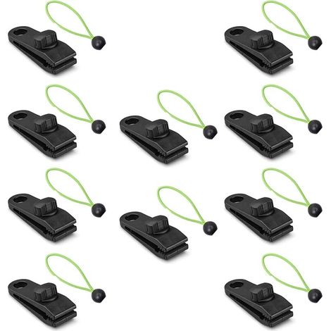 Clips de bâche, 20 Clips de bâche avec Cordons élastiques, Clips de bâche Robustes, Accessoires d'auvent, utilisés pour Les tentes, auvents, Jardinage, Camping en Plein air (1/4)