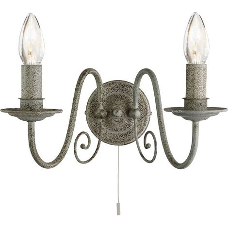 Searchlight Greythorne - Applique murale d'intérieur à 2 ampoules, gris, E14 (1/3)