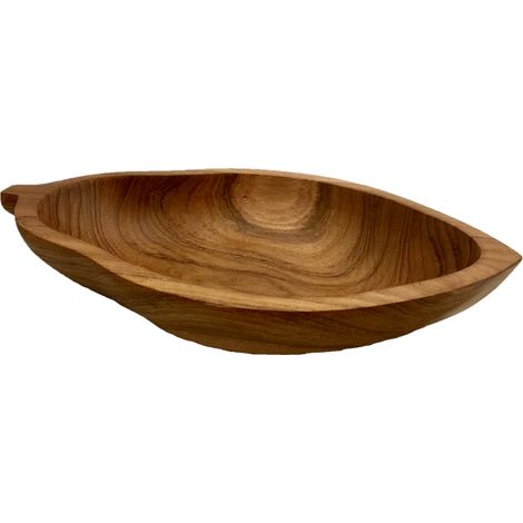 Bol en Bois de Teck en Forme de Papaye Coupe Décorative pour Table et Cuisine 25 x 13 cm - PANGIVO