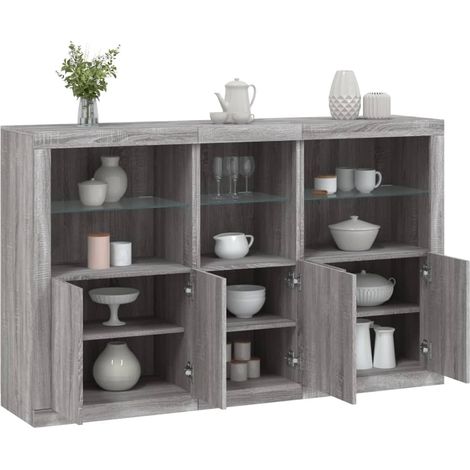 Sideboard mit LED-Leuchten Grau Sonoma 162x37x100 cm
