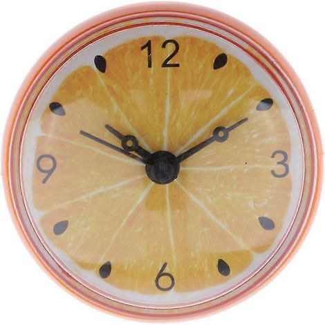 Horloge à ventouse étanche en silicone pour cuisine, salle de bain et douche-Orange (1/5)