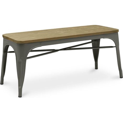 Bench - Industrial Design - Wood and Metal - Stylix Dark grey