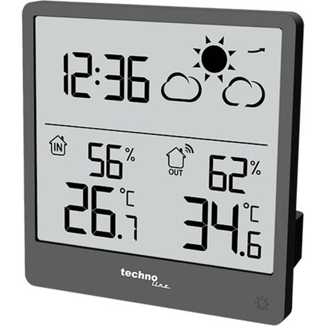WS9138 - Statazione meteo moderna, piccola con previsioni meteo e tendenza meteo, temperatura interna ed esterna, illuminazione interfondo, display LCD trasparente senza sfocatura del display