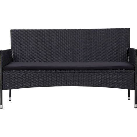 Maison Exclusive - Divano da Giardino a 3 Posti con Cuscini Nero in Polyrattan (1/5)