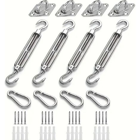 Kit de fixation en acier inoxydable de 42 pièces pour voiles d'ombrage rectangulaires et triangulaires, M6 (1/5)