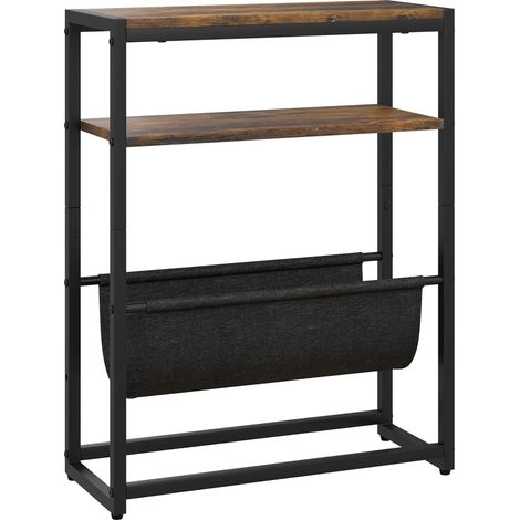 Table d'appoint bout de canapé avec étagère et porte-magazines, structure en acier style industriel - 43 x 18 x 56 cm (1/5)