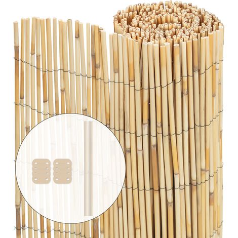 Canisse en roseau naturel Brise vue avec attaches de fixation 90x300cm