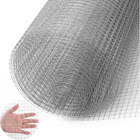 Grillage galvanisé 25m x 1m, maille 12x12mm pour enclos animaux et clôture (1/4)
