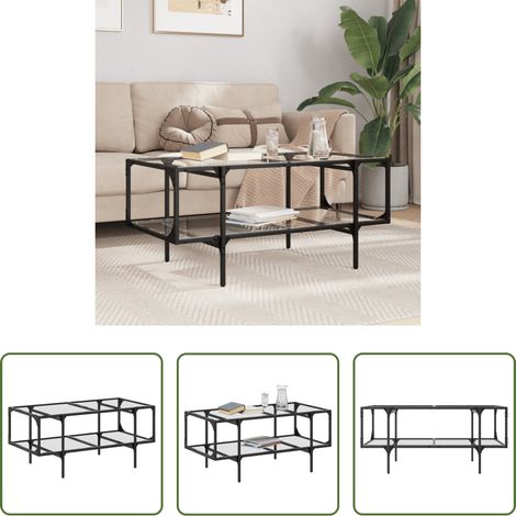 Couchtisch transparent - Couchtisch mit Glasplatte Transparent 98,5x50x45 cm Stahl (1/5)