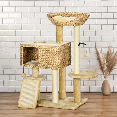 Arbre à chat beige en bois 60 x 40 x 98 cm (1/5)