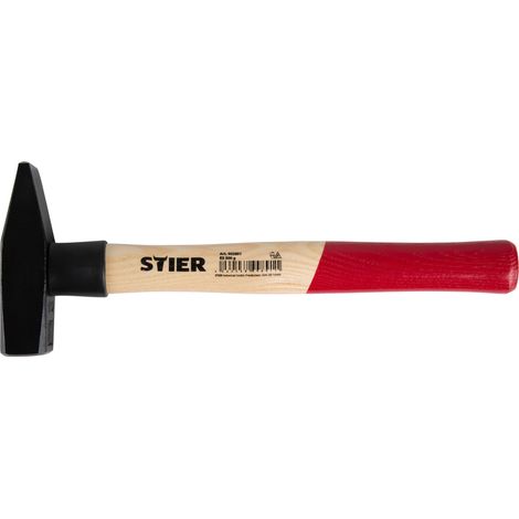 STIER Schlosserhammer Robust, 500 g, mit Stielschutz, DIN 1041, Eschenstiel, hohe Qualität, Abrisshammer, Hammer (1/4)