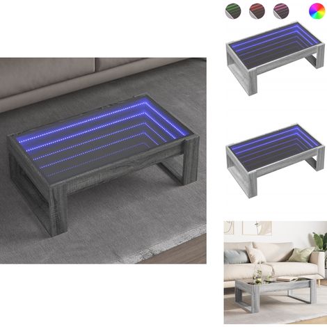 Couchtisch mit Infinity-LED Grau Sonoma 90x53x30 cm - Couchtisch - Couchtische - Beistelltisch - Sofatisch (1/5)