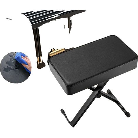 Tabouret de piano, coussin en cuir PU, hauteur réglable 50-56 cm, dimensions 53 x 30 cm, capacité de charge 100 kg, support en forme de X (1/5)