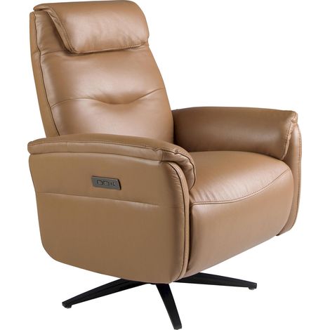 Fauteuil relax pivotant cuir marron Angel Cerda - Marron cuir bovin mat élégant (1/5)