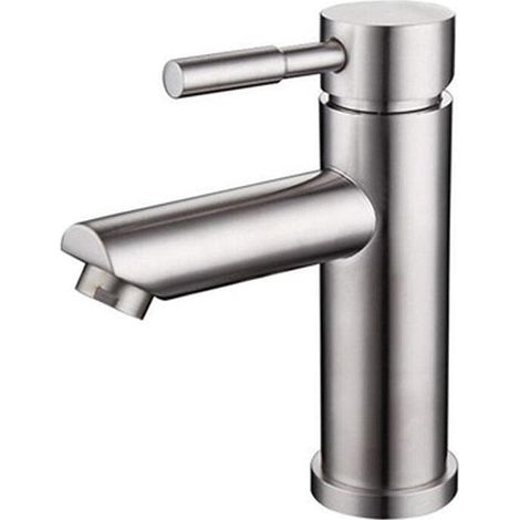 Mitigeur monocommande de lavabo aux lignes courbes  nickel brossé