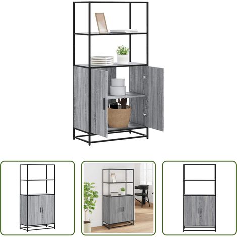 vidaXL Meuble bois métal - Buffet haut sonoma gris 68x35x139 cm bois d'ingénierie et métal (1/5)
