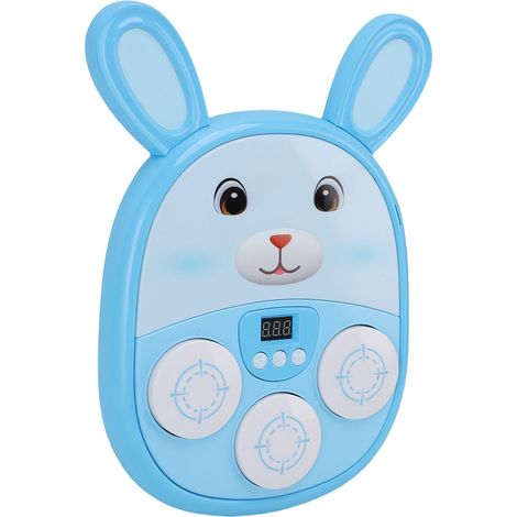 Machine de boxe musicale en forme de lapin, jouet mignon à fixer au mur, pour enfants, bleue. (1/5)