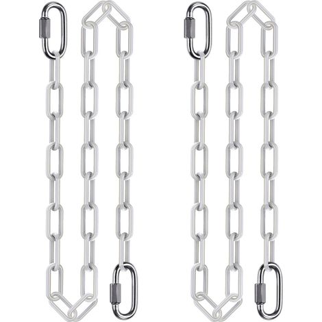 2pcs Chaînes pour Balançoire, Chaîne de Chaise Suspension Acier avec Mousquetons Chainette Suspension pour Sacs de Frappe Chaise Suspendue Exterieur, 5mm Diamètre, 1000lbs/Blanc (1/5)