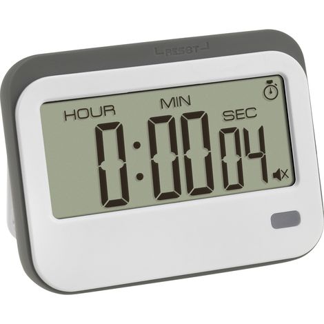 TFA Dostmann Digitaler Timer mit Stoppuhr und Wecker Timer Weiß, Grau digital