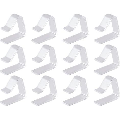 12 Pcs Fixations de Nappe Transparentes - Fixation Discrète en Dessous - Ajustable Universel 20-35mm d'Épaisseur - pour Camping, Pique-Nique, Table Extérieure, Mariage (1/5)