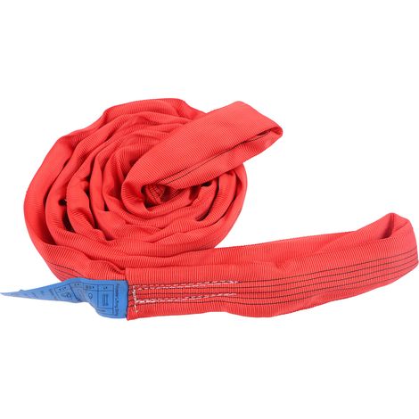 5T 2M Hebeschlinge, verstärkte flexible Doppelaugenschlinge, rotes Polyester-Kranseil, Schwerlast-Hebering (1/5)
