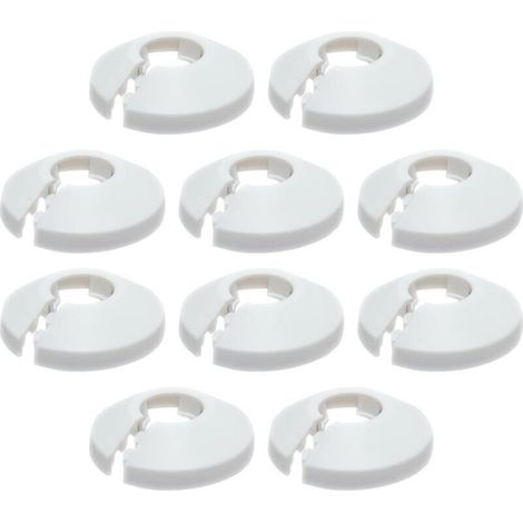 Colliers de Tuyau de Radiateur Couvercle,Radiateur Cache Tuyau,Colliers de Pipe Couvercles,Pipe Plastique Décoration Cache,Tuyaux Plomberie pour Tuyau de Chauffage D'eau 16 mm,10 Pièces,Blanc (1/4)
