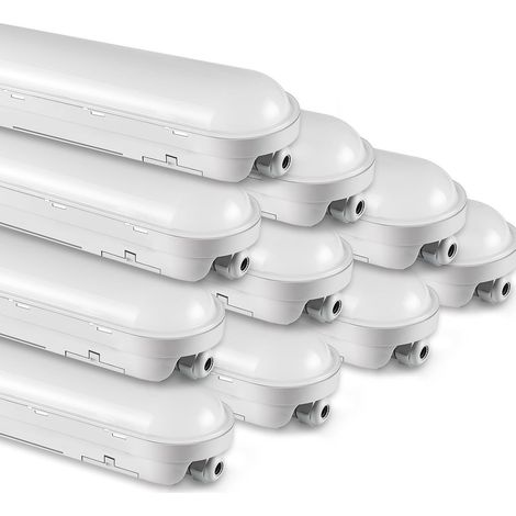 10 Stück,Feuchtraumleuchte LED 120CM, 36W 4500LM LED Lampe Röhre, Verknüpfbar Werkstattlampe IP65 Wasserfest LED Leuchtstoffröhre Leuchte für Büro Keller Garage, Neutralweiß 4000K (1/5)