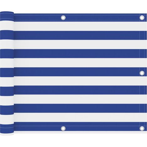 Brise vue pour balcon - Brise vent Écran de jardin Blanc et bleu 75x500 cm Tissu Oxford BV132904 - BonneVie (1/4)