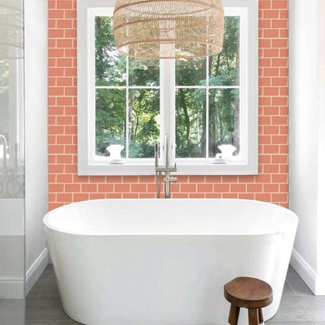 10 Pcs Orange Sticker Carrelage Adhesif Mural 3D Cuisine Salle de Bain (30.5x 30.5cm) (1/5)