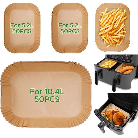 Papier Sulfurisé pour Air Fryer, 150 Pièces AF500EU 10.4L Cuisson Paper Liner, Food-Grade BPA Gratuit, Papier Parchemin Accessoires pour Friteuse Sans Huile (1/5)