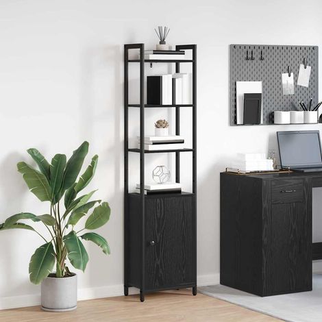 Bücherregal Schwarz Eichen-Optik 40 x 24 x 161 cm Holzwerkstoff
